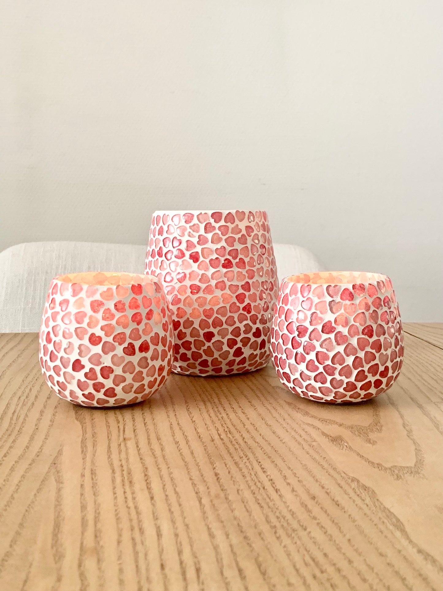 Photophore « mosaïque coeurs » L