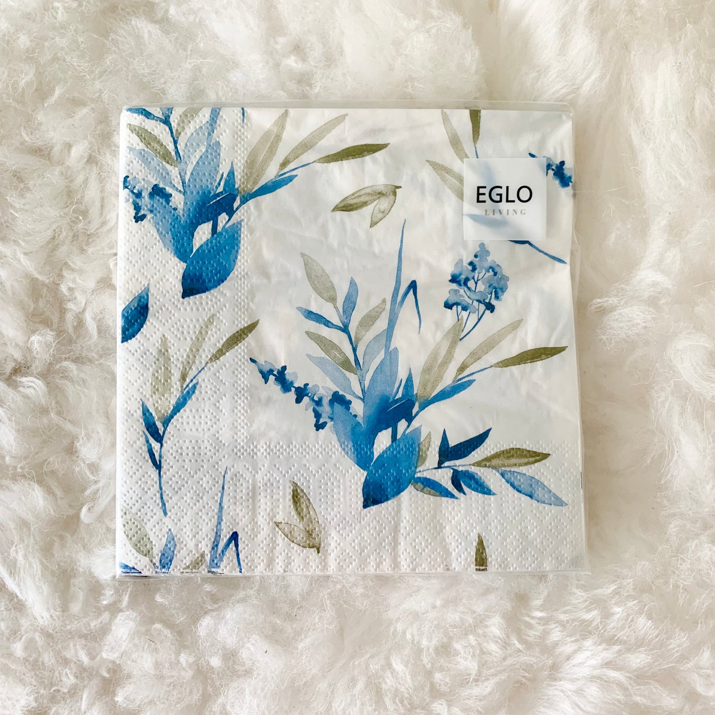 Serviettes feuilles bleues