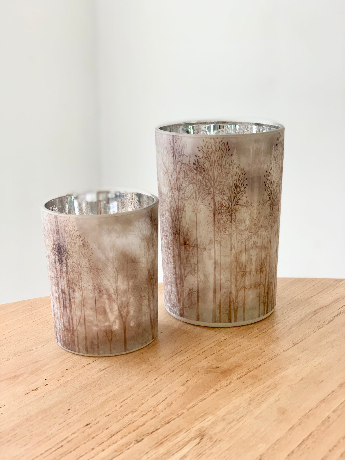 Photophore « arbres » beige L