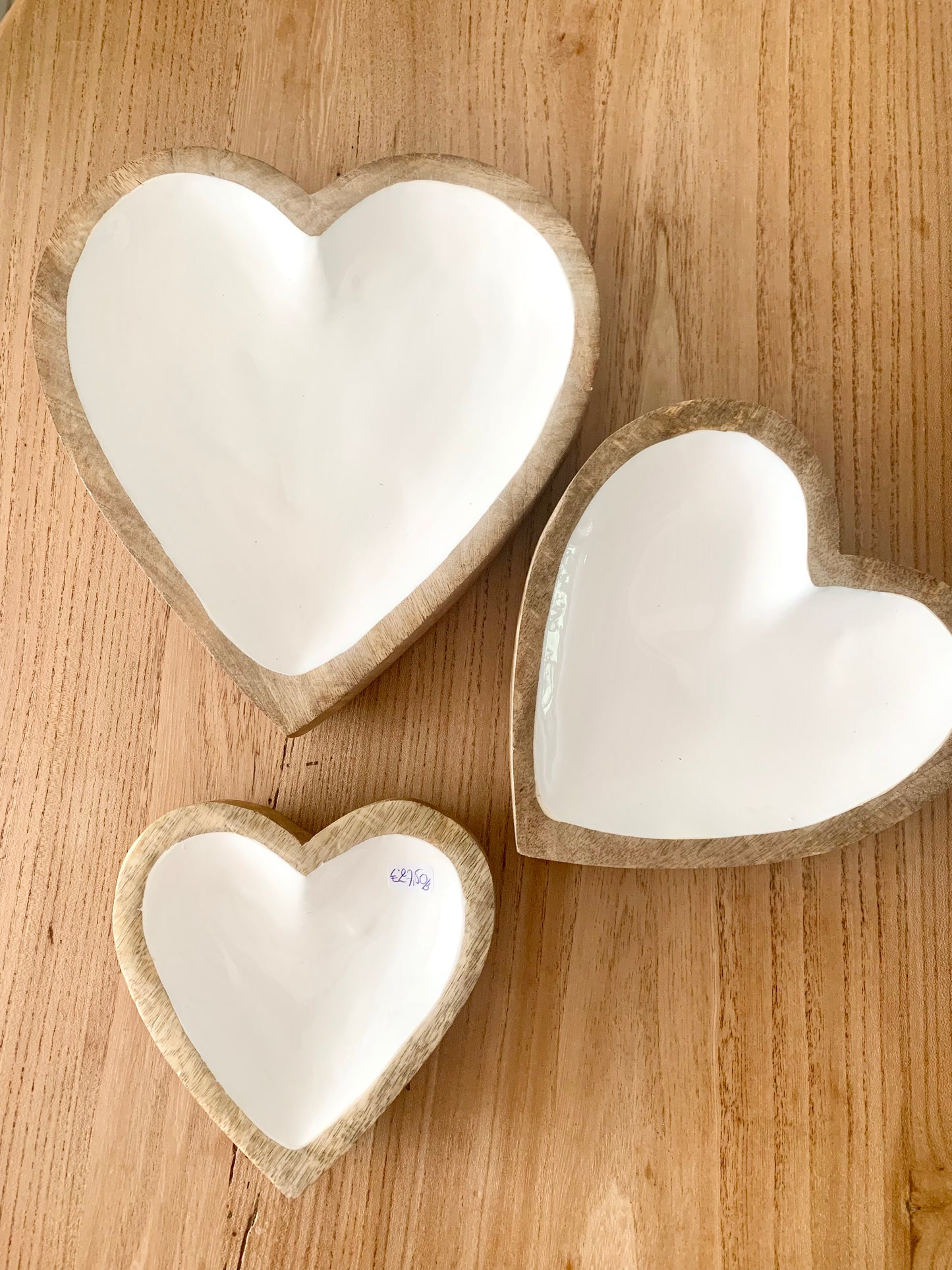 Set de 3 plats coeurs en manguier