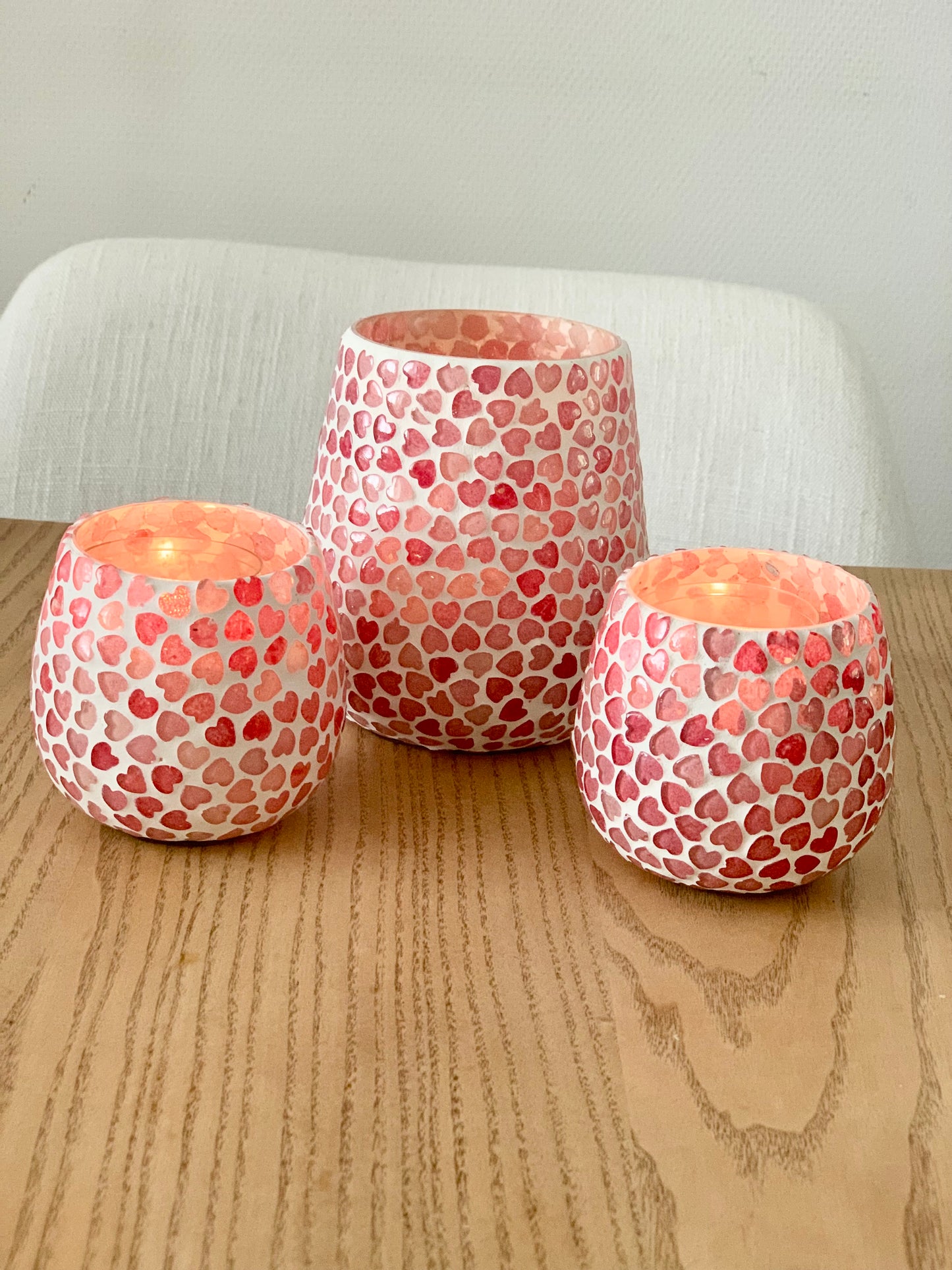 Photophore « mosaïque coeurs » S