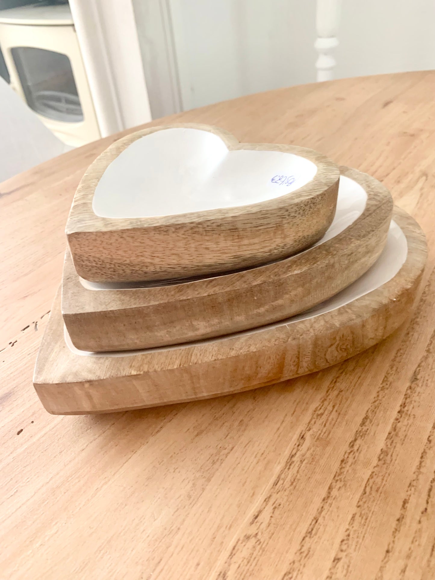 Set de 3 plats coeurs en manguier