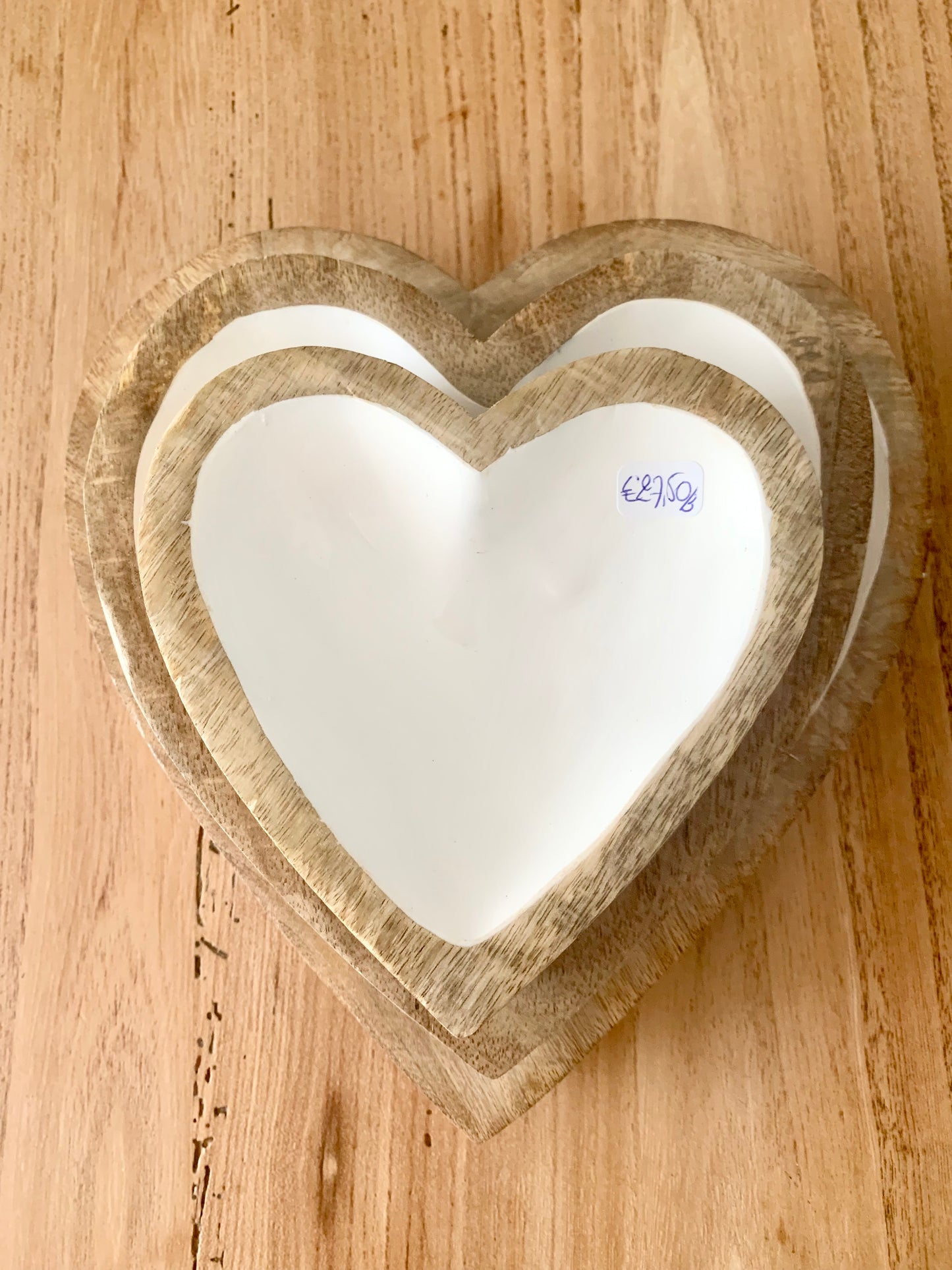 Set de 3 plats coeurs en manguier