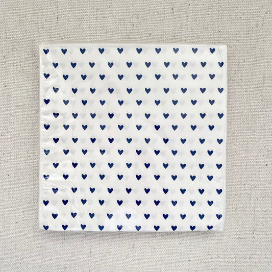 Serviettes coeurs bleus