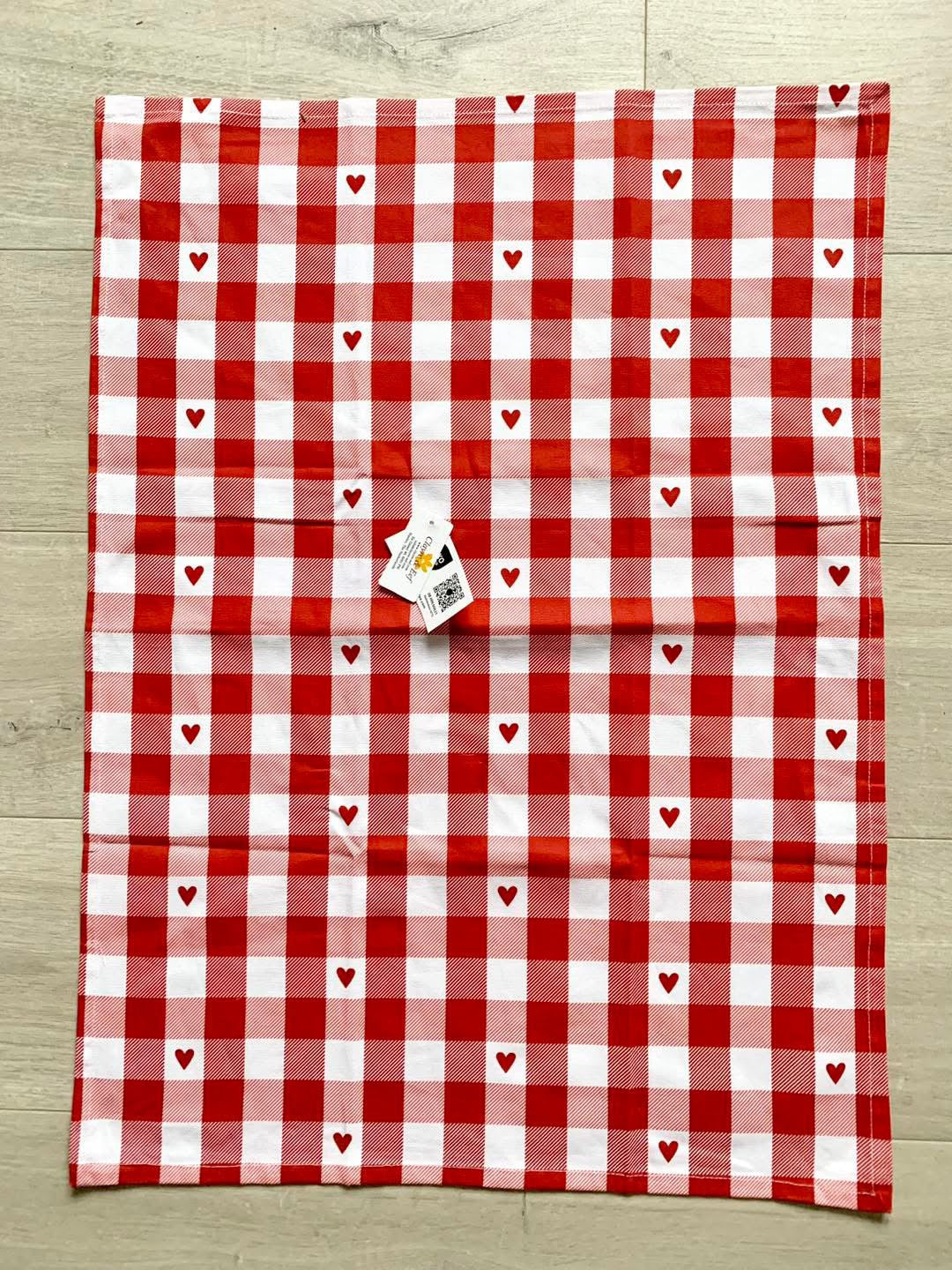 Essuies de cuisine coeurs rouge