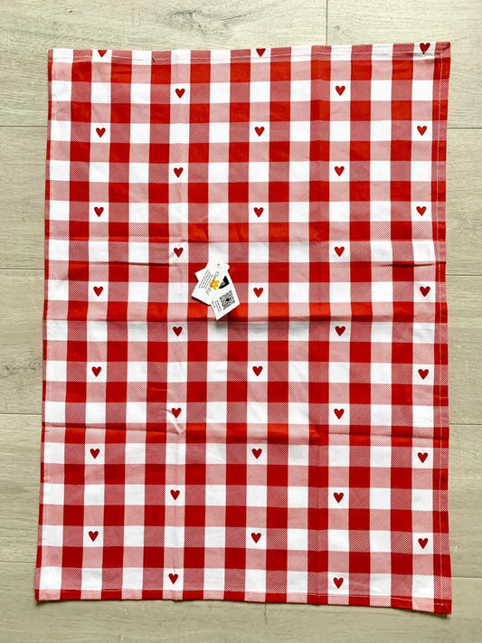 Essuies de cuisine coeurs rouge