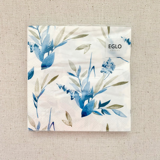 Serviettes feuilles bleues