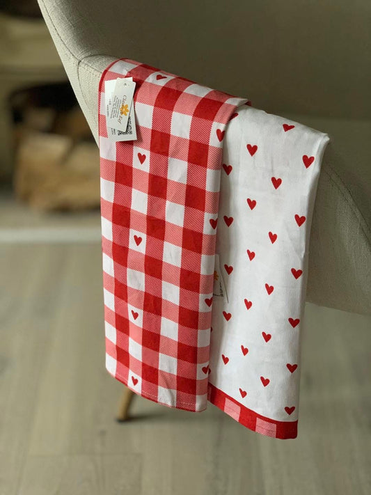 Essuie de cuisine coeurs blanc