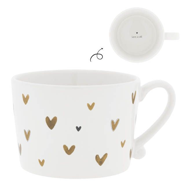 Mug White/little hearts in brown
