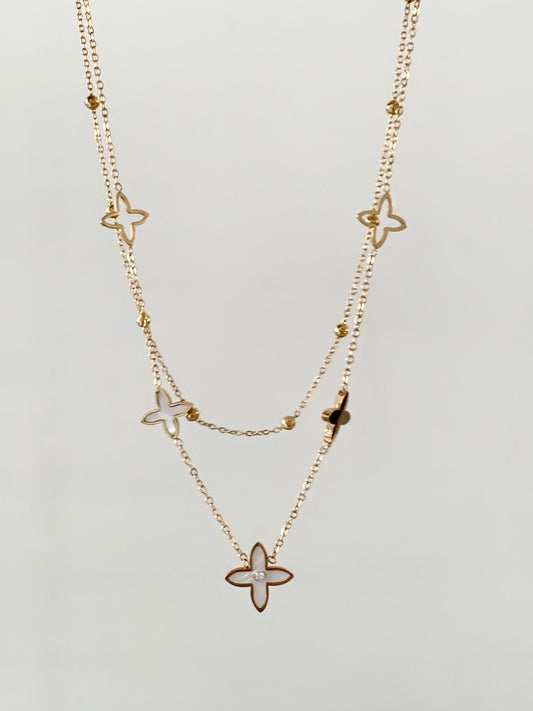 Collier double rang croix