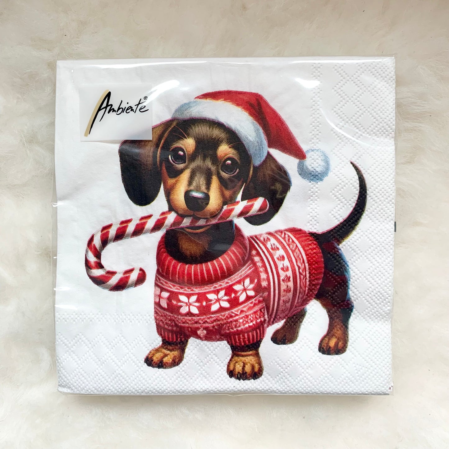Serviettes teckel de Noël